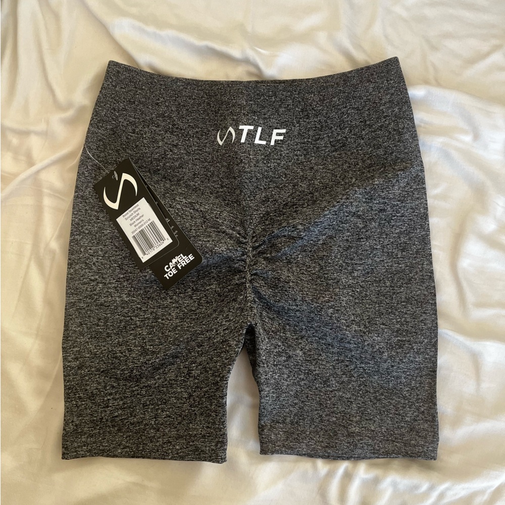 NWT TLF Boost Seamless Scrunch Shorts in Black Heather